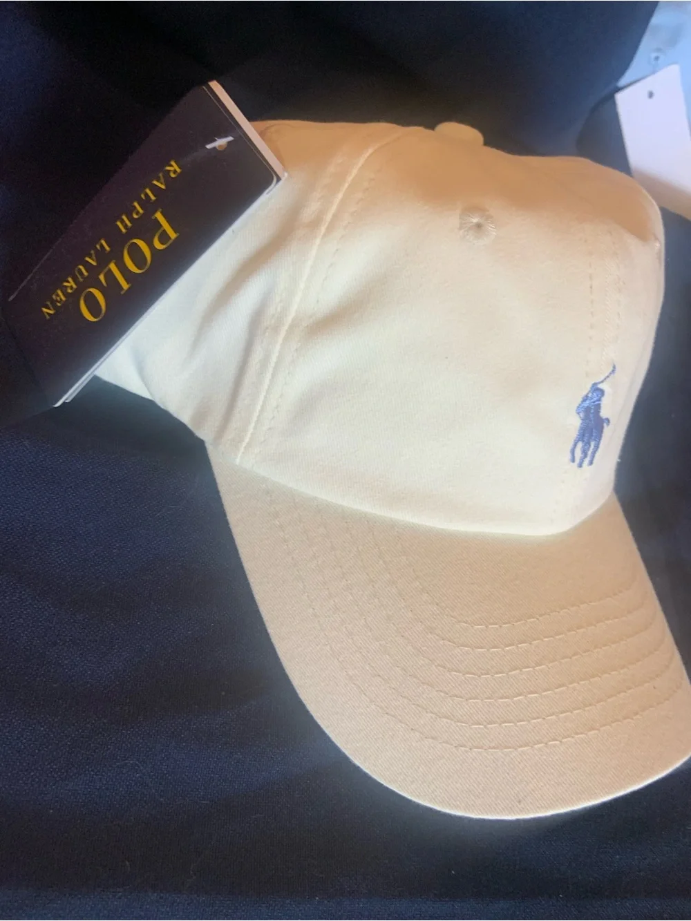 Ralph Lauren Cream Cap with Blue Polo Logo - Picture 10 of 13